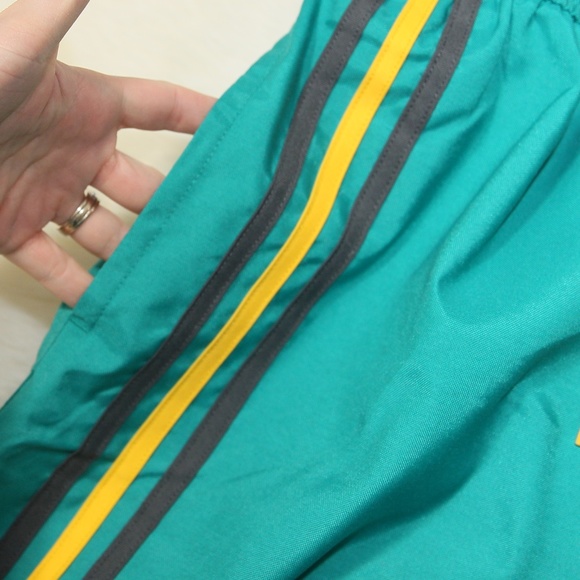 Adidas Classic Stripe Swim Shorts Teal Yellow - Picture 5 of 8